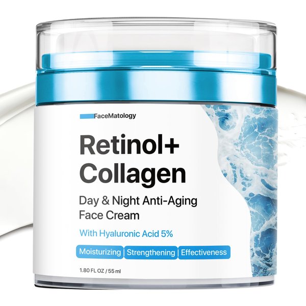 Face Moisturizer Retinol Cream - Men and Women Day & Night Neck Décolleté with Retinol, Collagen Hyaluronic Acid Hydrating Safe for All Skin Types