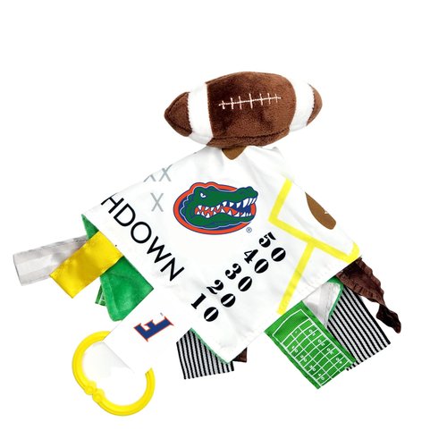 The Learning Lovey Florida University Gators Baby Football Tag Toy - College Baby Sensory Crinkle Toys - Soft & Safe - Ideal Baby Stroller Toy - BPA Free w/Stroller Clip (10" x 10" Tag Toy)…