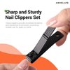 Nail Clippers with Glass Nail File, ANIHCANO Ultra Sharp Nail Clipper Set, Professional Fingernail & Toenail Clippers Nail Cutter for Men and Women (Black)