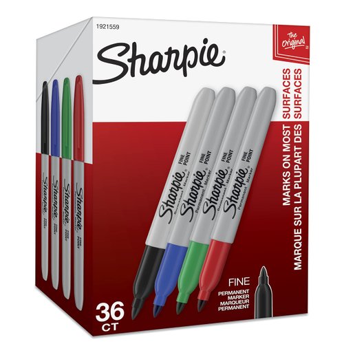 SHARPIE Permanent Markers, Fine Point, Assorted Colors, 36 Count