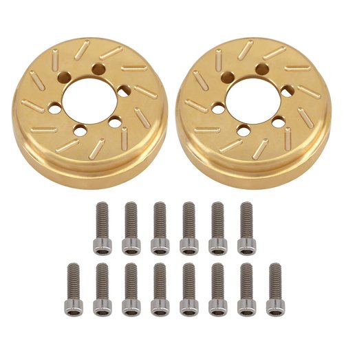 INJORA RC Internal Brass Counterweight 2pcs 63g Brake Disc Weights for 1.9inch 2.2inch Wheel Rims Axial SCX10 90046 D90 TF2 TRX4