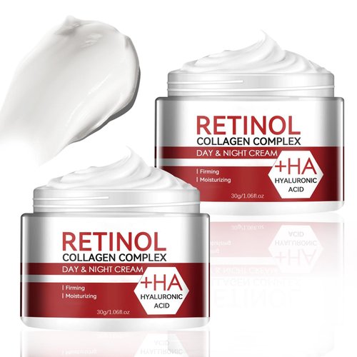 2PCS Retinol Face Moisturizer Cream,Hydrating Retinol Cream for Face with Hyaluronic Acid,Oil Control Long Lasting Moisturizing Day & Night Firming Collagen Facial Cream for Women & Men