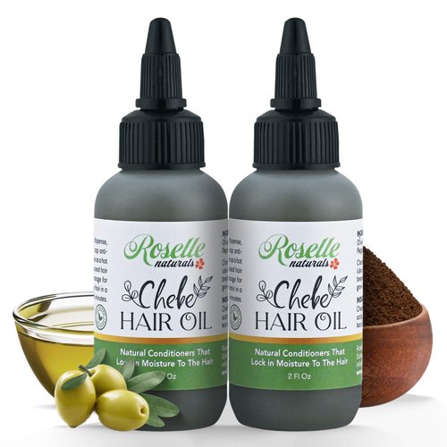 Roselle Naturals Chebe Oil for Hair Growth Made in USA 2 Pack - Chebe Powder Hair Oils for Hair Growth, Chebe Hair Oil for Stronger, Longer Hair, 2 Oz