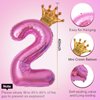 40 Inch Hot Pink Number 2 & Mini Crown Balloon for Birthday Party Decorations, 2nd Birthday Party Decorations, Baby Shower Anniversary Balloons Decorations Supplies