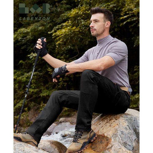 LABEYZON Men's Outdoor Work Military Tactical Pants Lightweight Rip-Stop Casual Cargo Pants Men (Black, 30W x 32L)
