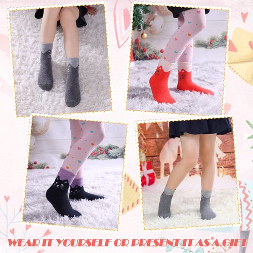 DYW 6 Pairs Childrens Hiking Winter Warm Wool Socks Kids Boys Girls Socks (6 Pairs Cat A, 8-12 Years Old)