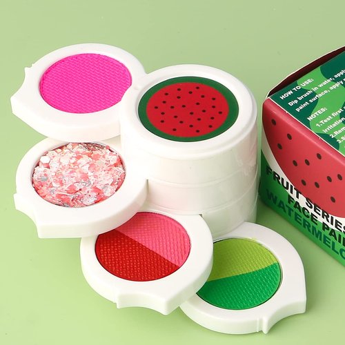 Bowitzki Water Activated Eyeliner Palette With Glitter Smudge proof Face Paint Makeup Kit-Fruit Series (Watermelon)