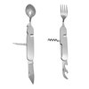 Camillus 4pc camp kit multi tool spoon, multi tool fork, 5 oz flask, folding cup stainless steel flask