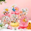 Hotop 9 Pcs Daisy Flower Birthday Party Decorations Daisy Butterfly Honeycomb Centerpieces 3D Daisy Centerpieces for Tables Pink Daisy Table Toppers Boho Groovy Party Decorations Girl Baby Shower