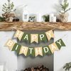 Brown Green Happy Birthday Banner Greenery Theme Birthday Party Supplies Garland Decorations Birthday Signs Nursery Hanging Decor 13pcs
