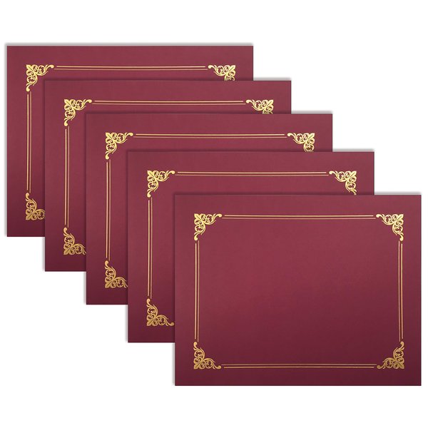 Better Office Products 25 Pack Red Certificate Holders, Diploma Holders, Document Covers with Gold Foil Border, for Letter Size Paper, 25 Count, Crimson Red