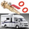 RV Winterize Blowout Adapter Kit - 1/4" Male Quick Connect Plug and 3/4" Male GHT Thread, Wintering Quick Fitting with Ball Valve and 2 Pcs Washers for Winterize RV Boat Camper Trailer