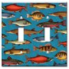 Art Plates - Double Gang Toggle Decorative Metal Wall Plate - Freshwater Fish - Image by Dan Morris - (Made in USA)