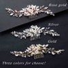 CanB Bride Pearl Hair Comb Flower Silver Wedding Leaf Crystal Bridal Headpieces bridesmaid Head Plece Flower Girl Rhinestone Hair Jewelry Accessories for Women and Girls (Gold)