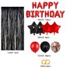 Red Black Birthday Party Decoration Kit - Happy Birthday Banner,Fringed Curtain,Latex Balloon and Confetti Balloons for Girls and Womens Birthday Party Supplies