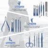 Manicure Set Professional Nail Clippers Pedicure Kit, 16 pcs Stainless Steel Nail Care Tools Grooming Kit with Luxurious Travel Leather Case for Thick Nails Men Women Gift (Blue)