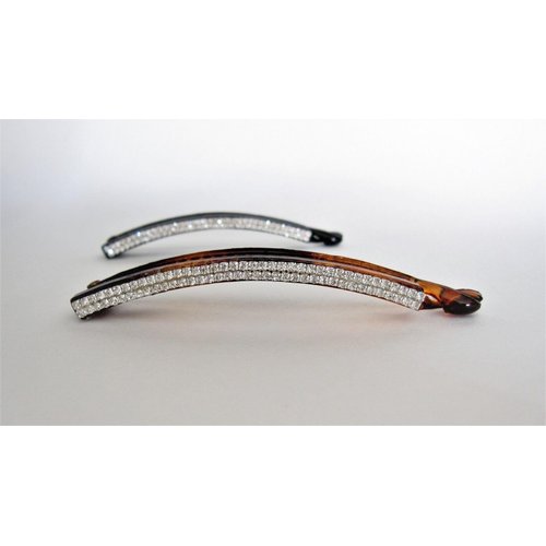 Generic Extra slim black or brown sparkly banana hair clip with crystals for fine thin (Primary color: Brown)