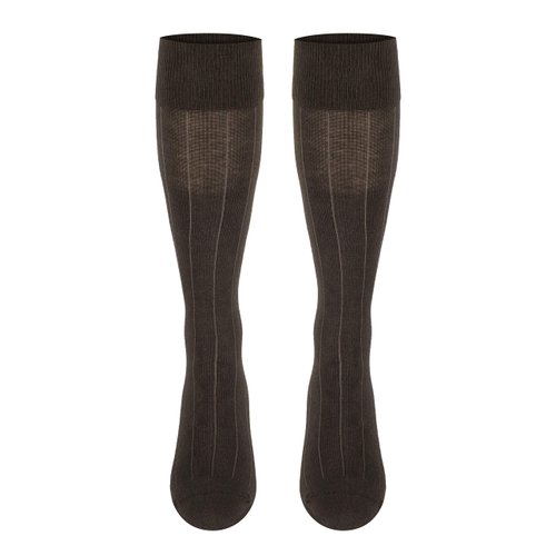 TOUCH Compression Socks for Women, 15-20 mmHg, Ribbed, Cotton, 1 Pair, Brown, Small