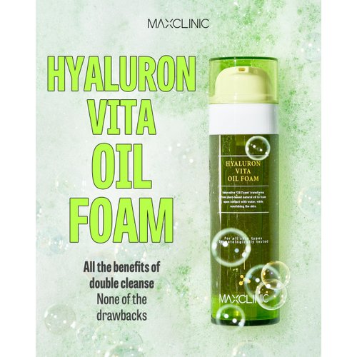 MAXCLINIC [K-Beauty] Hyaluron Vita Cleansing Oil Foam | Daily Face Wash Oil Based Cleanser to Foam | Korean Foaming Oil Face Cleanser | Hydrating Facial Cleanser for Dry Sensitive Skin (3.88 oz)