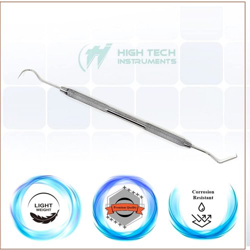6 Dental Explorer Double Ended Probes 17A/23 for Professional Teeth Cleaning Calculus Plaque & Tartar Remover - Made of Stainless Steel for Oral Care with Knurled Handle, Double Ended Pick