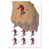 Skiing Skier Solid Temporary Tattoo Water Resistant Fake Body Art Set Collection - 54 1" Tattoos (1 Sheet)