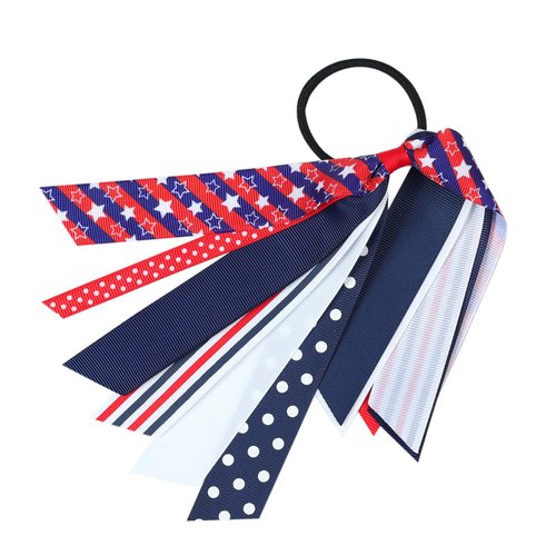 4th of July Cheer Hair Bows Ponytail Holder Hair Tie Band Independence Day Hair Accessories.(F160) (1)