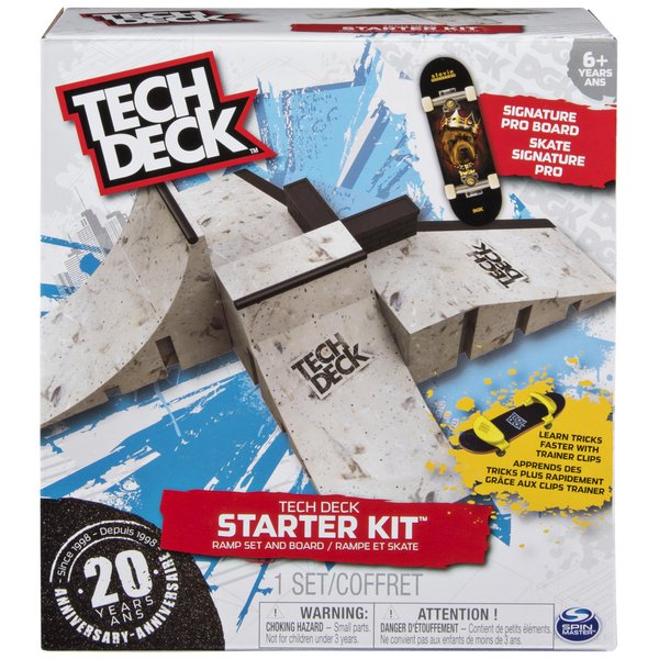 TECH DECK Starter Kit, Customizable Ramp Set with Exclusive Pro Fingerboard and Trainer Clips, Kids Toys for Boys and Girls Ages 6 and up