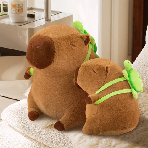 SHINUOER Capybara Plush Cute Capybara Stuffed Animal Kawaii Plush Toy with Turtle Backpack Capybara Gifts Cute Plush Pillow Birthday for Kids Boys Girls 9 Inch