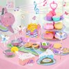 Tea Party Set for Toddles 3-5,53PCS Musical Kids Tea Set for Little Girls with Dessert,Cookies,Doughnut,Cake,Cake Stand,Tablecloth & Carrying Case,Kitchen Pretend Play Toys for Girls Boys Age 3-6