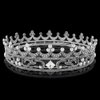Full Crystal Queen King Wedding Queen Princess Prom Tiara Round Crown For Wedding Prom Bridal Party Costume (Silver)