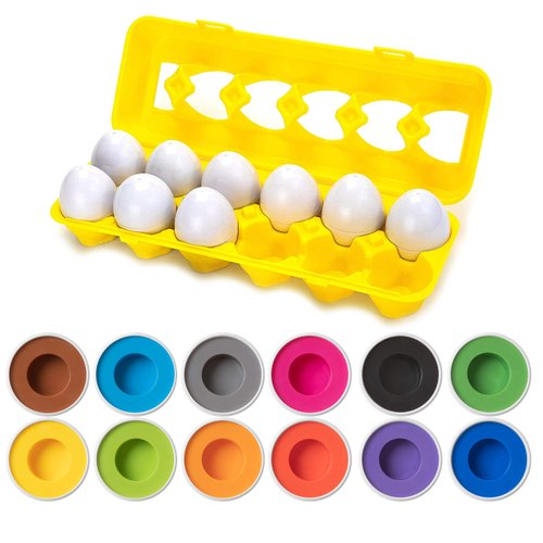 Color Matching Egg Toy - Color Recognition Learning Toy for Toddlers - Pretend Play - Preschool Game - Montessori Education - Easter Eggs