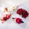 Foyte Flower Bride Wedding Hair Comb White Rose Headpieces Bridal Side Combs Purple Floral Bridesmaid Hair Accessories for Women (Rose)