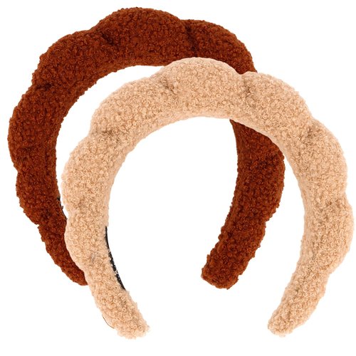Ondder Coffee Brown Makeup Headband Spa Headband for Washing Face Sponge Face Wash Headband Skin Care Headbands Hair Band Puffy Skincare Headband for Women Facial Make Up Hair Headband Head Bands