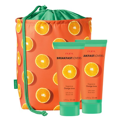Pupa Milano Breakfast Lovers Set, Orange Juice, 3 Pc - Body Wash and Lotion - Moisturizing Body Lotion - Hydrating Body Wash - Skin Care Gift Set