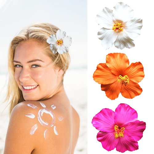 3 Pieces Hawaiian Flower Hair Clips Plumeria Hibiscus Hair Clip 3.5 Inch Artificial Tropical Flower Clips Flower Barrettes for Women Girls Bridal Wedding Luau Vacation Party Beach Accessories