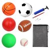 GSE Games & Sports Expert 6 Pack Sports Balls with Pump & Mesh Bag, Included 5" Basketball, 5" Volleyball, 5" Soccer Ball, 5" Playground Ball, 6.5" Football & 2.75" Baseball