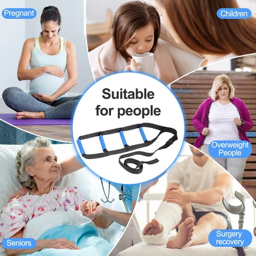 Homymusy Bed Ladder Assist,Pull up Helper and Sit up Helper with 4 Handle Grips (160 INCHES,1 Pack)