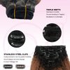 OiMiGO Real Hair Extensions, Ombre Black Kinky Straight Clip in Hair Extensions Black to Medium Auburn Clip ins Extension for Black Women 7 Pieces 14 Inch 120g Remy Human Hair Clip on Extensions