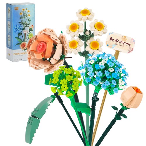 QLT Mini Bricks Flower Bouquet Building Sets, Artificial Flowers, DIY Unique Decoration Home, 680 Pieces Botanical Collection for Ages 8-12 yrs Old Girl for Gift（Not Compatible with Set ）