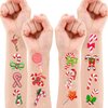 111 PCS Christmas Candy Cane Birthday Party Decorations Favors Supplies Decor Christmas Sweet Candy Red and White Xmas Temporary Tattoos Stickers Gifts For Girls Boys Classroom School Prizes Reward