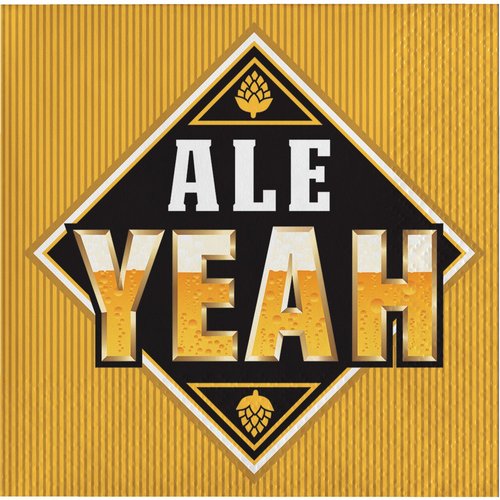 16 Ale Yeah Cheers & Beers Birthday Party 5" Paper Beverage Napkins