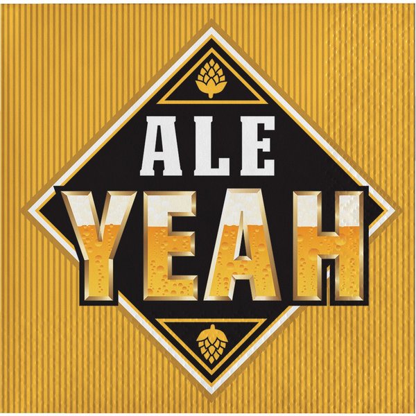 16 Ale Yeah Cheers & Beers Birthday Party 5" Paper Beverage Napkins