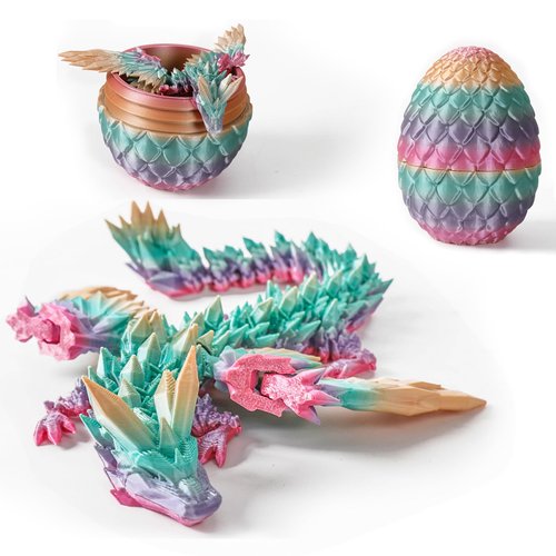 Lyxaof 3D Printed Dragon Egg Crystal 3D Dragon Fidget Toys for Adult Articulated Dragon Egg Posable Surprise Dragon Gifts for Home Office Desk Decor