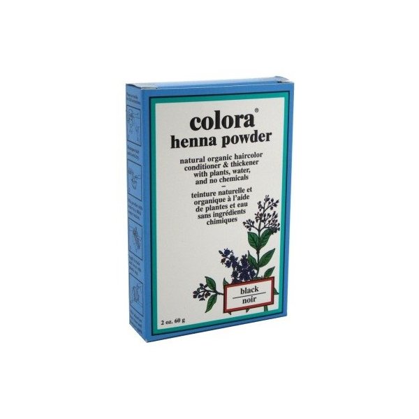 Colora Henna Powder Hair Color Black 2 Ounce (59ml) (2 Pack)