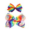Rainbow Hair Bow with Clip Grosgrain Ribbons HairClips for Girls JB35 (2 Pcs-Set B)