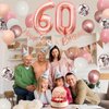 60th Birthday Decorations Retro Pink Rose Gold,60th Birthday Balloons,Happy 60th Birthday Banner with Cake Toppers Rose Gold Number 60 Balloons Confetti Balloons for Women Birthday Party Decorations