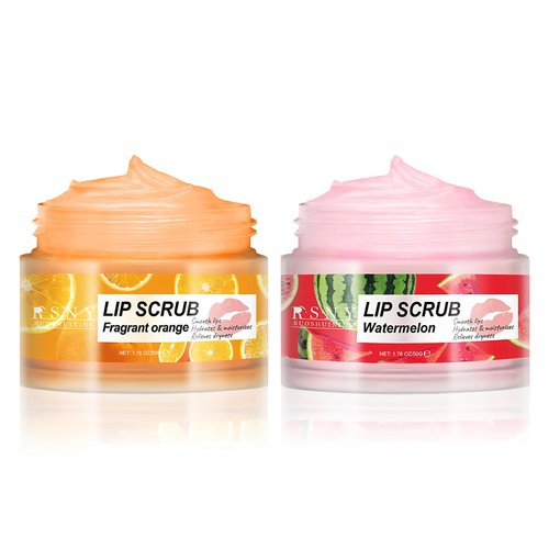 2 PACKS Lip Scrub, Deep Moisturizing, Nourishing Lips, Gentle Exfoliating And Moisturizing Lips, Home Lip Care For Men And Women Dark Lip Corrector, 1.76 fl oz, Watermelon & Orange