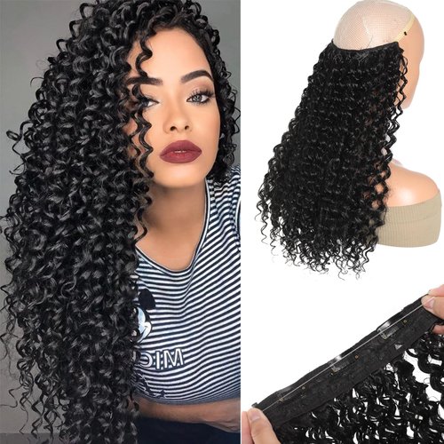 VIJIGIA Curly Hair Extensions Invisible Wire Hair Extensions with Transparent Wire Adjustable Size 3 Secure Clips Long deep Secret Synthetic Curly Braiding hair