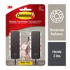 Medium Decorative Damage Free Adhesive Wall Hooks for Hanging Christmas Decorations, 2 Black Hooks and 4 Command Strips
