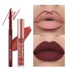 Petansy 12Pcs Lip Liner and Lipstick Set, 6 Colors Matte Liquid Lip Sticks + 6 Matching Smooth Nude Lip Liner, All in One Waterproof Long Lasting Lip Gloss Lips Make-up Gift Set for Girls and Women(A)